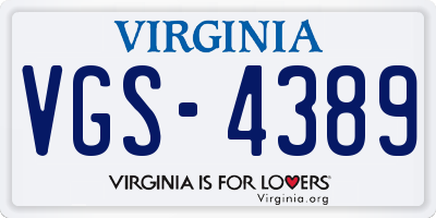 VA license plate VGS4389