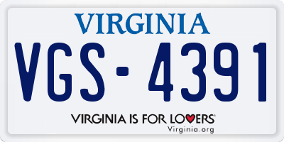 VA license plate VGS4391
