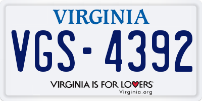 VA license plate VGS4392