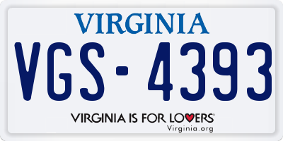 VA license plate VGS4393