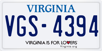 VA license plate VGS4394