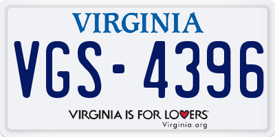VA license plate VGS4396