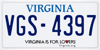 VA license plate VGS4397