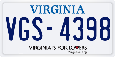 VA license plate VGS4398