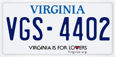 VA license plate VGS4402