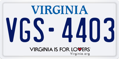 VA license plate VGS4403