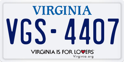 VA license plate VGS4407