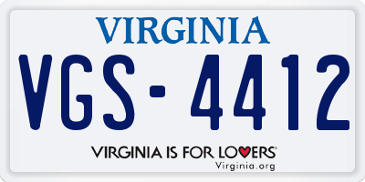 VA license plate VGS4412