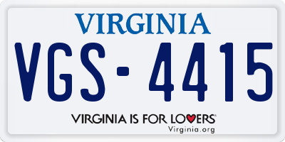VA license plate VGS4415