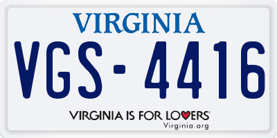 VA license plate VGS4416