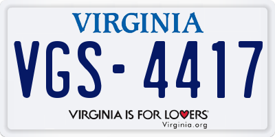 VA license plate VGS4417