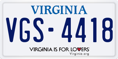 VA license plate VGS4418