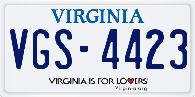 VA license plate VGS4423