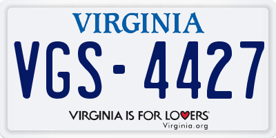 VA license plate VGS4427