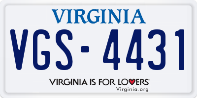 VA license plate VGS4431