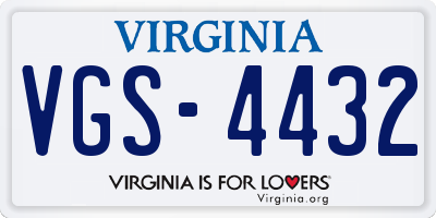 VA license plate VGS4432