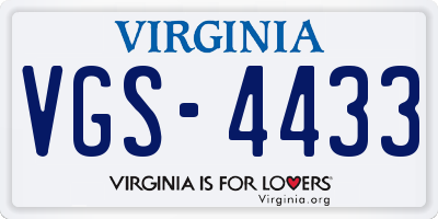 VA license plate VGS4433
