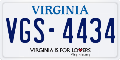 VA license plate VGS4434