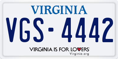 VA license plate VGS4442