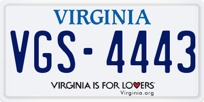 VA license plate VGS4443