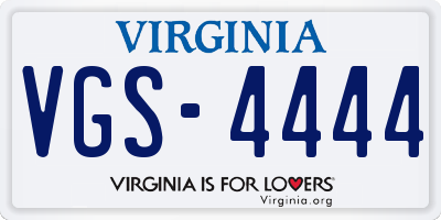 VA license plate VGS4444
