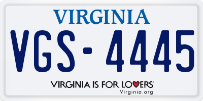 VA license plate VGS4445