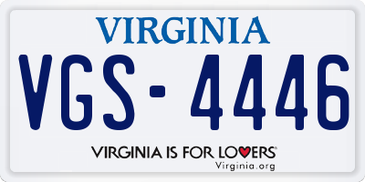 VA license plate VGS4446