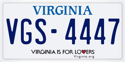 VA license plate VGS4447