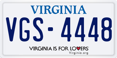 VA license plate VGS4448
