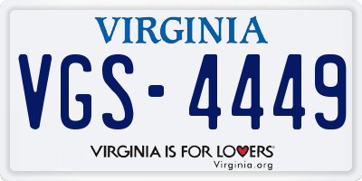 VA license plate VGS4449