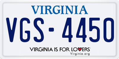 VA license plate VGS4450