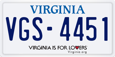 VA license plate VGS4451