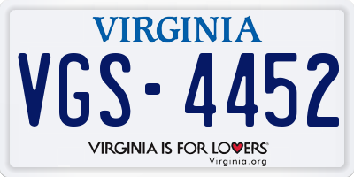VA license plate VGS4452