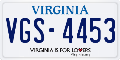 VA license plate VGS4453