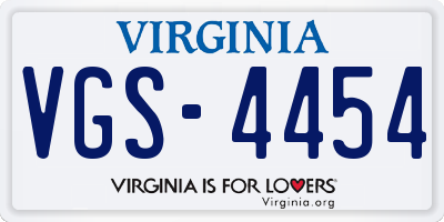 VA license plate VGS4454