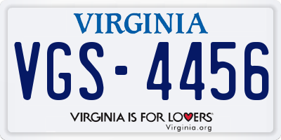 VA license plate VGS4456