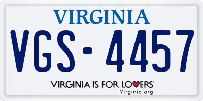 VA license plate VGS4457