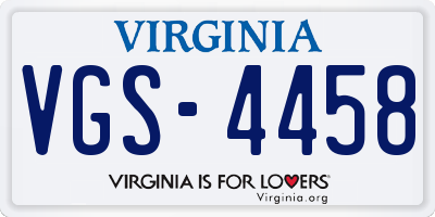 VA license plate VGS4458