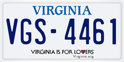 VA license plate VGS4461