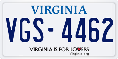 VA license plate VGS4462