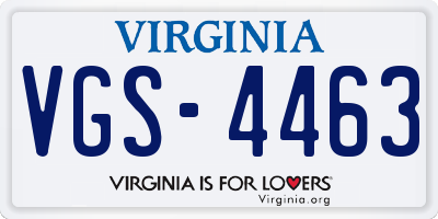VA license plate VGS4463