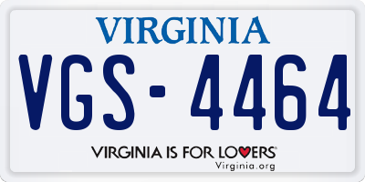 VA license plate VGS4464