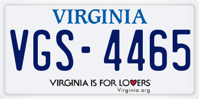 VA license plate VGS4465