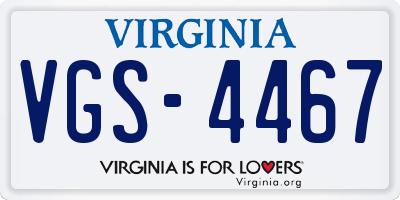 VA license plate VGS4467