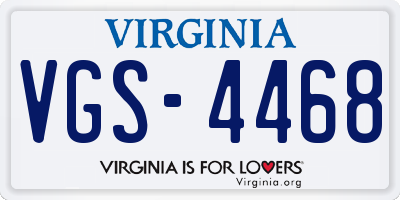 VA license plate VGS4468