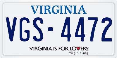 VA license plate VGS4472