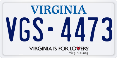 VA license plate VGS4473