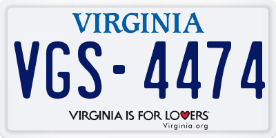 VA license plate VGS4474