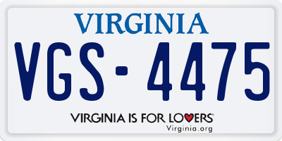 VA license plate VGS4475