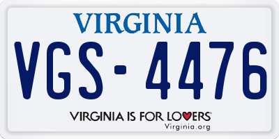 VA license plate VGS4476